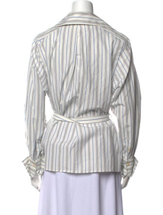 palmer//harding Striped V-Neck Button-Up Top