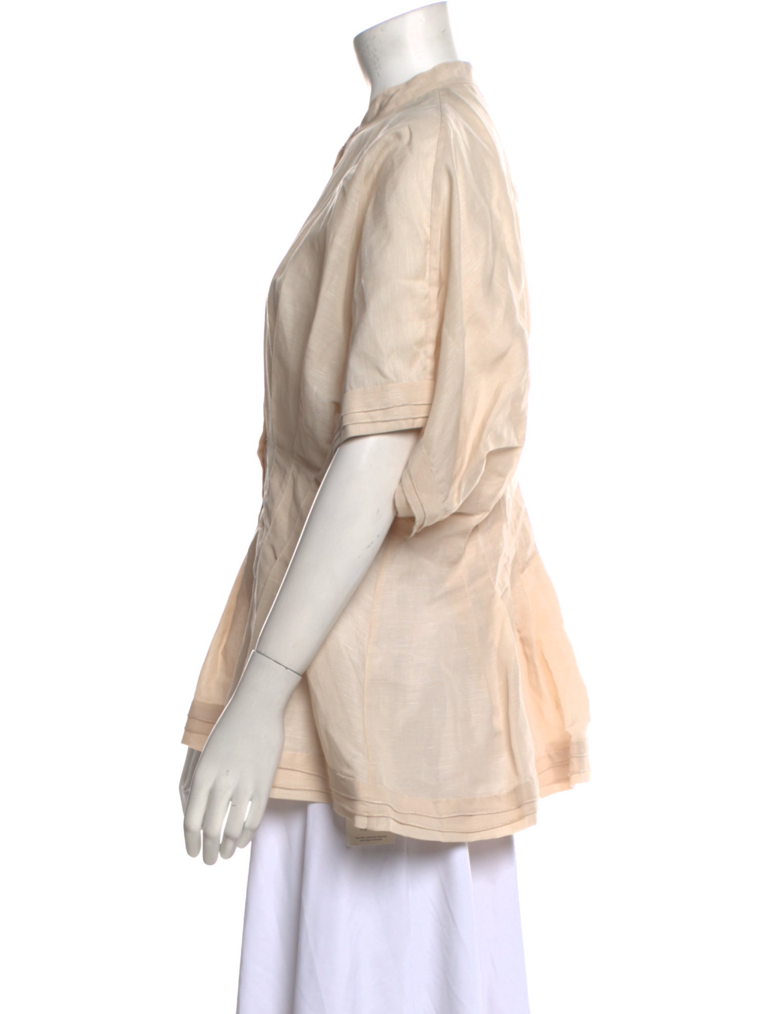 palmer//harding Mock Neck Short Sleeve Button-Up Top