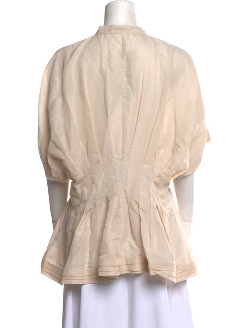 palmer//harding Mock Neck Short Sleeve Button-Up Top