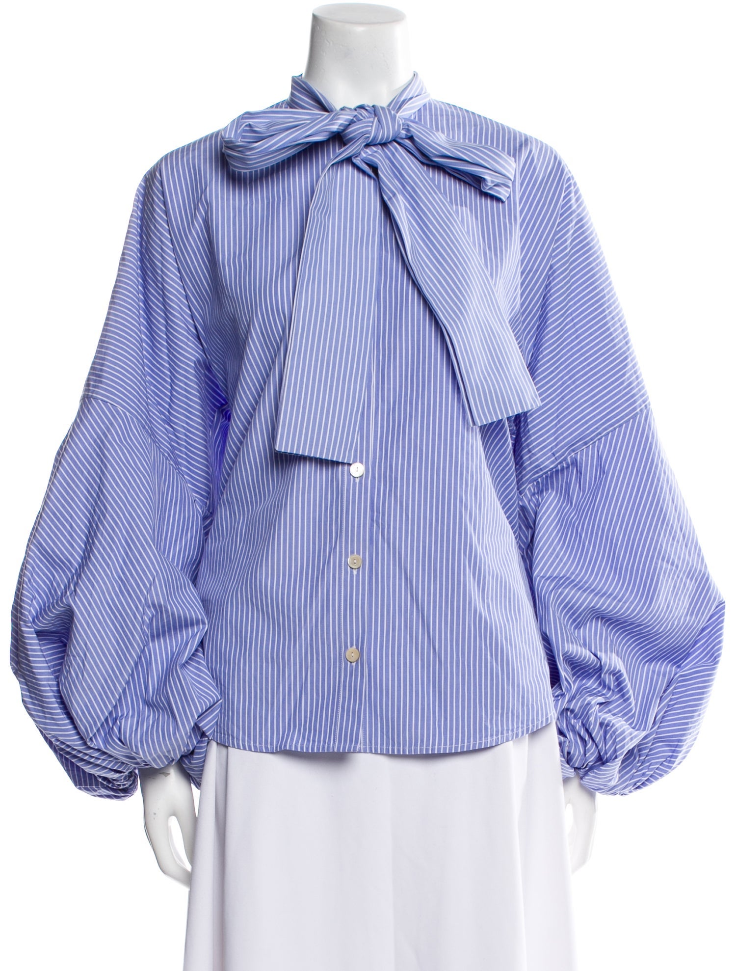 palmer//harding Striped Mock Neck Button-Up Top