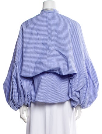 palmer//harding Striped Mock Neck Button-Up Top