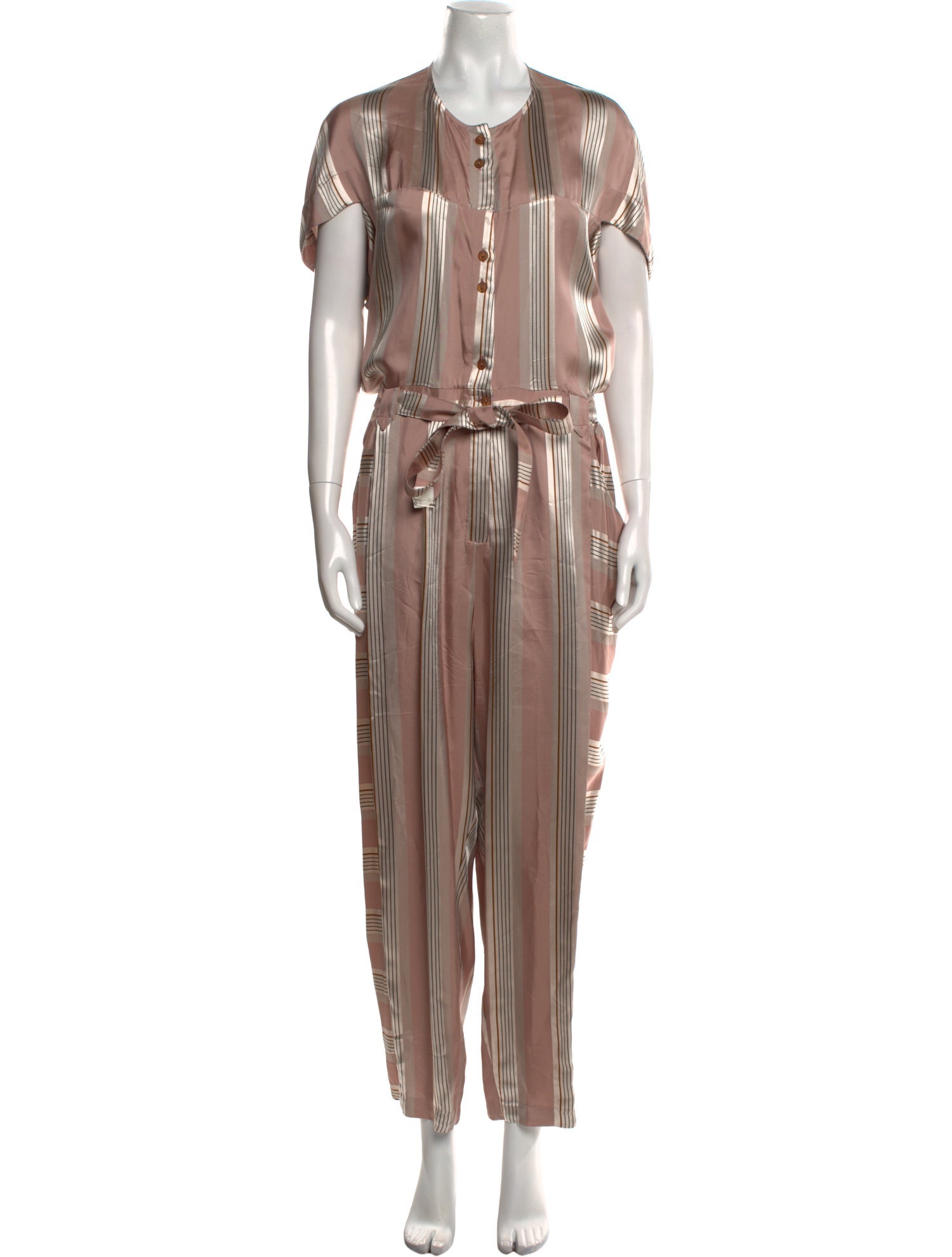 palmer//harding Striped Crew Neck Jumpsuit