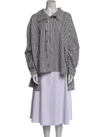 palmer//harding Striped Long Sleeve Button-Up Top