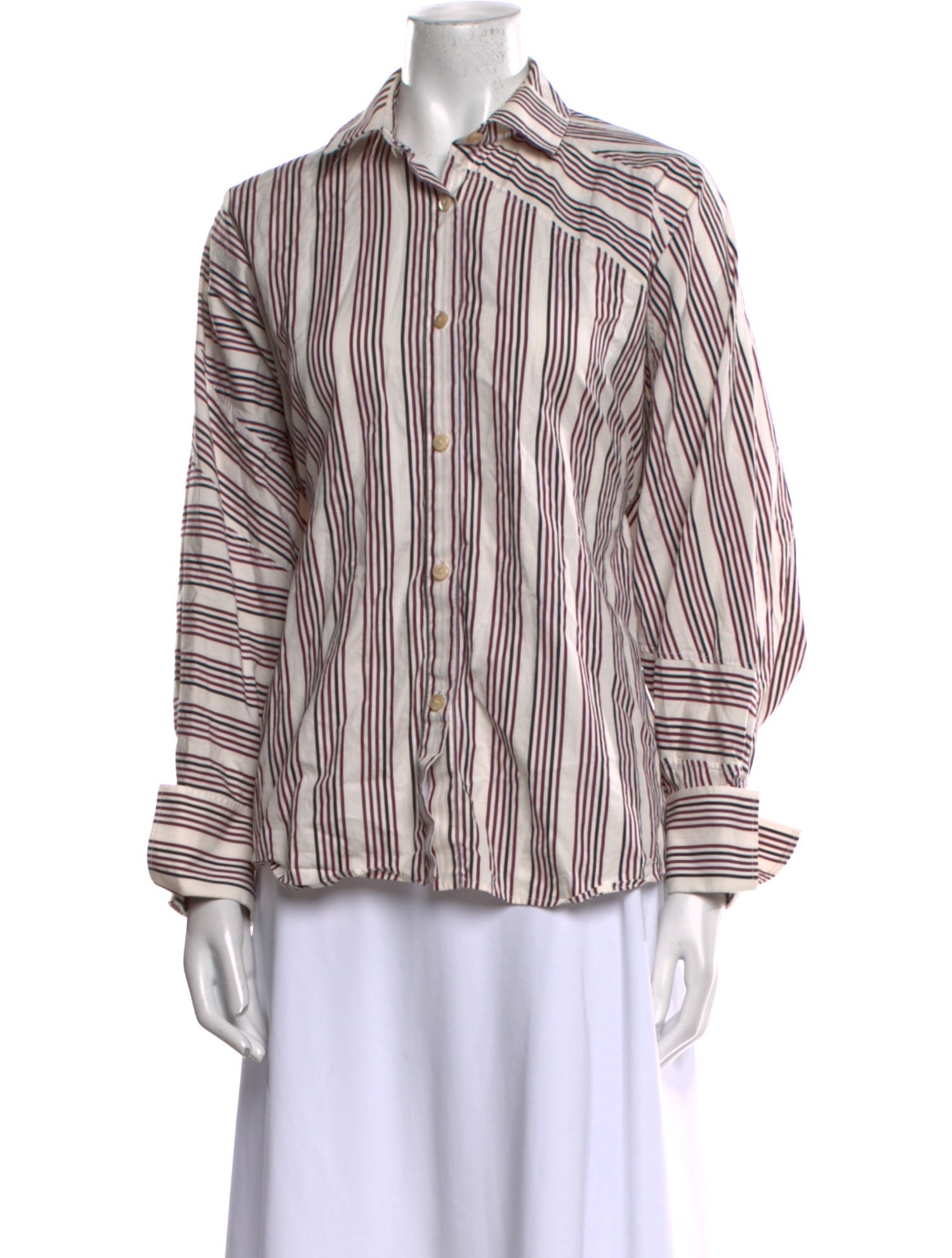 palmer//harding Striped Long Sleeve Button-Up Top