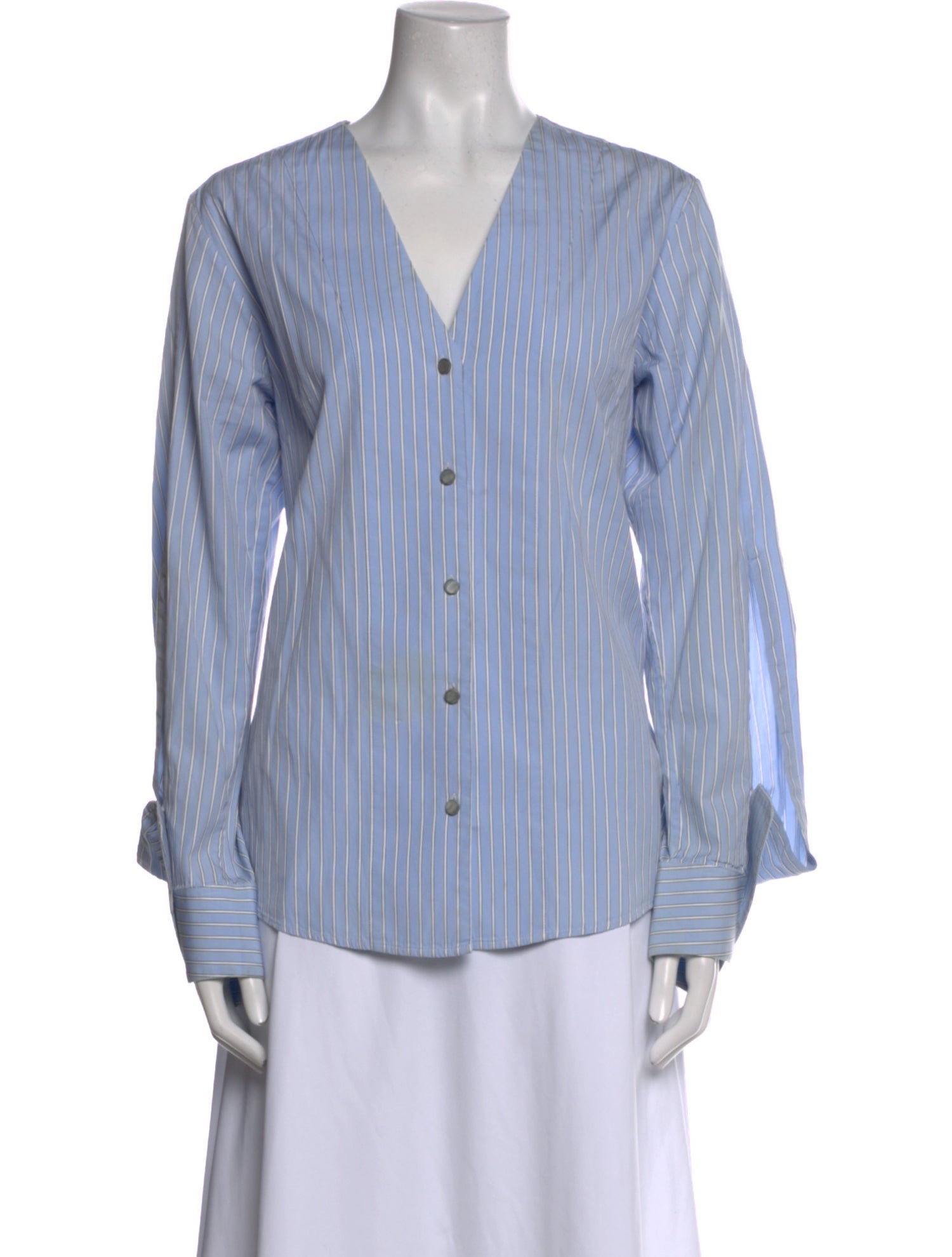 palmer//harding Striped V-Neck Button-Up Top