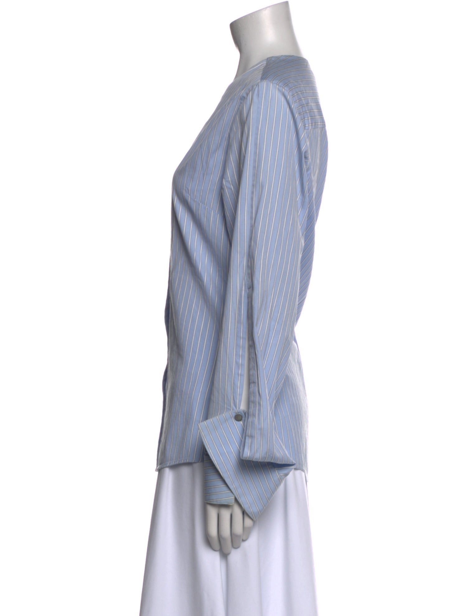 palmer//harding Striped V-Neck Button-Up Top