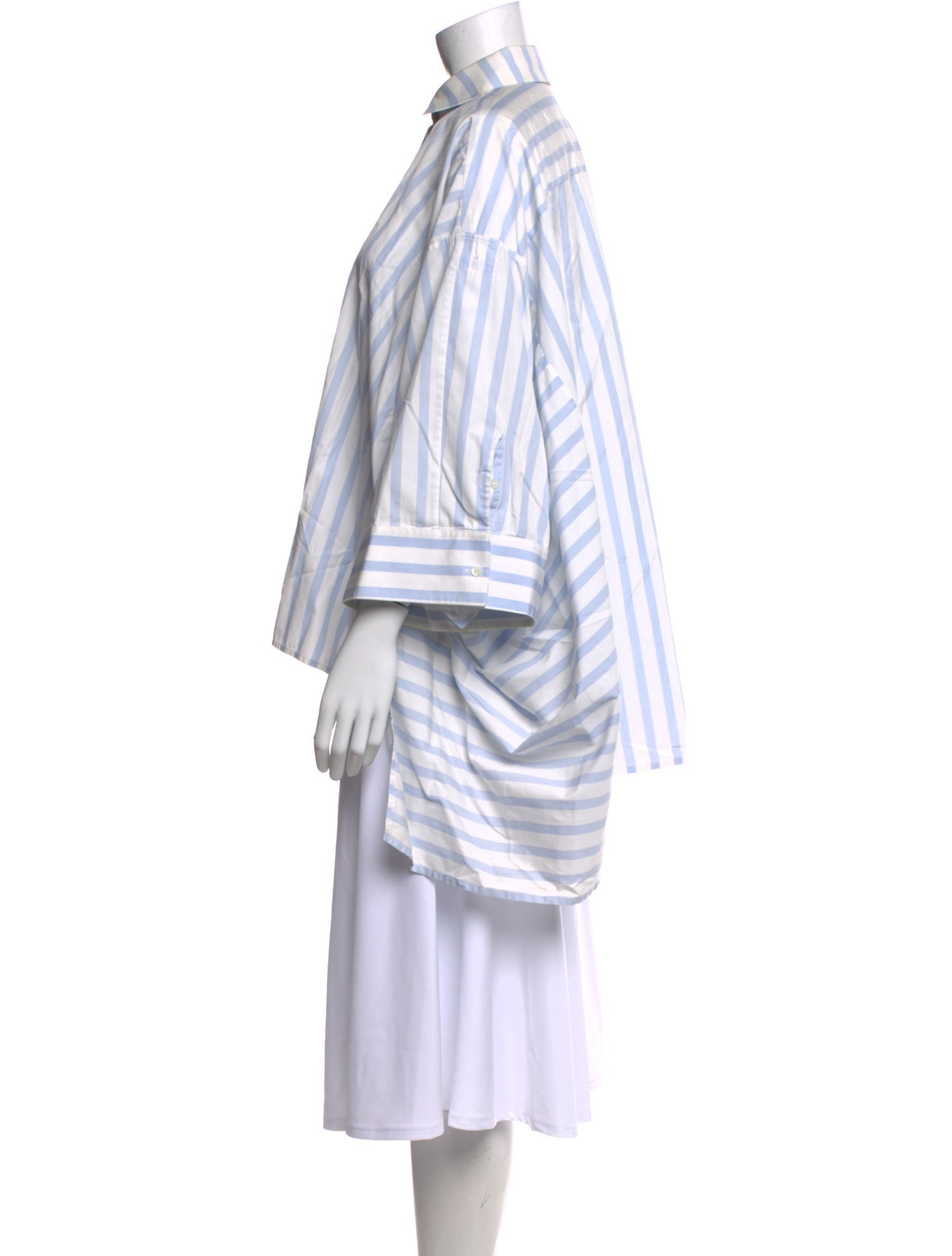 palmer//harding Striped Three-Quarter Sleeve Button-Up Top