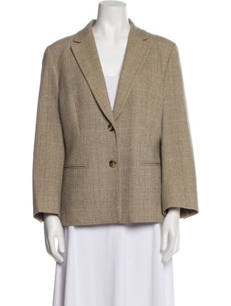 Rene Lezard Cashmere Plaid Print Blazer