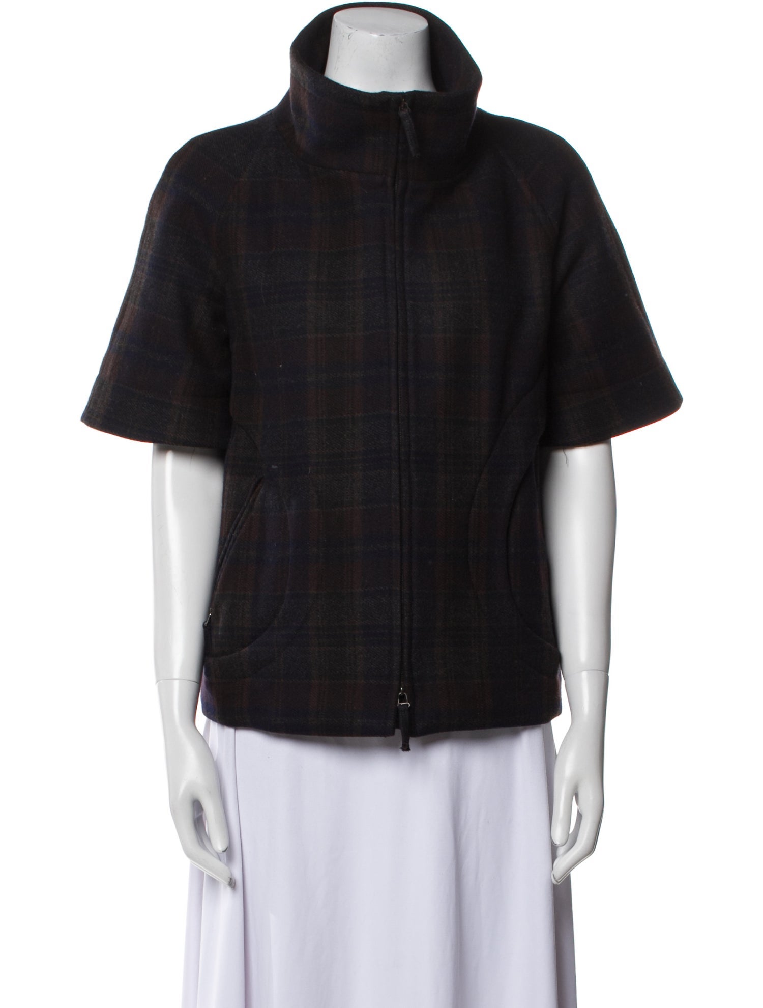 Rene Lezard Wool Plaid Print Jacket