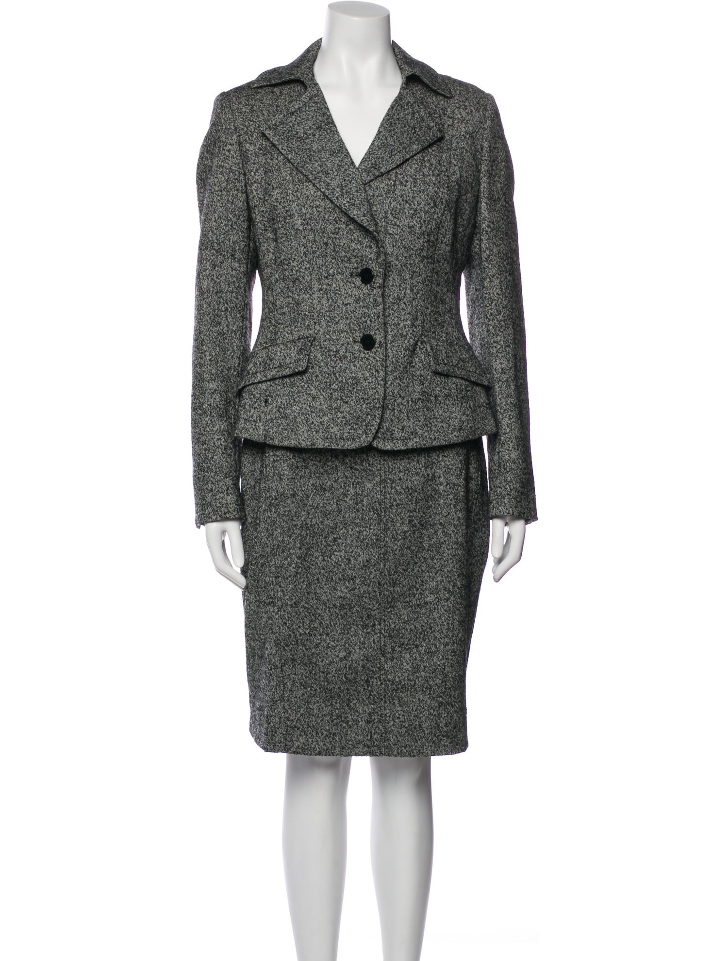 Rene Lezard Wool Tweed Pattern Skirt Suit w/ Tags