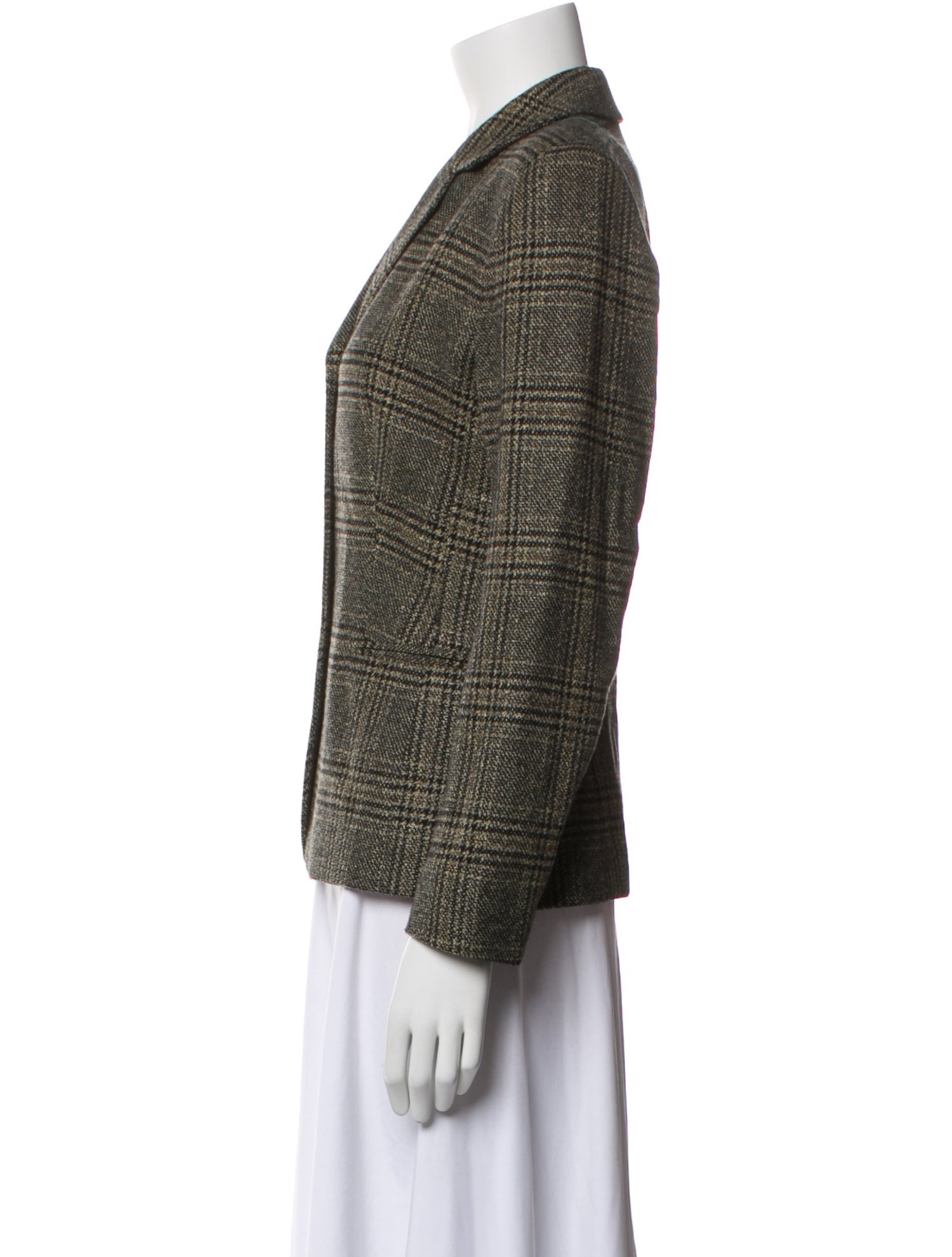 Rene Lezard Wool Plaid Print Blazer