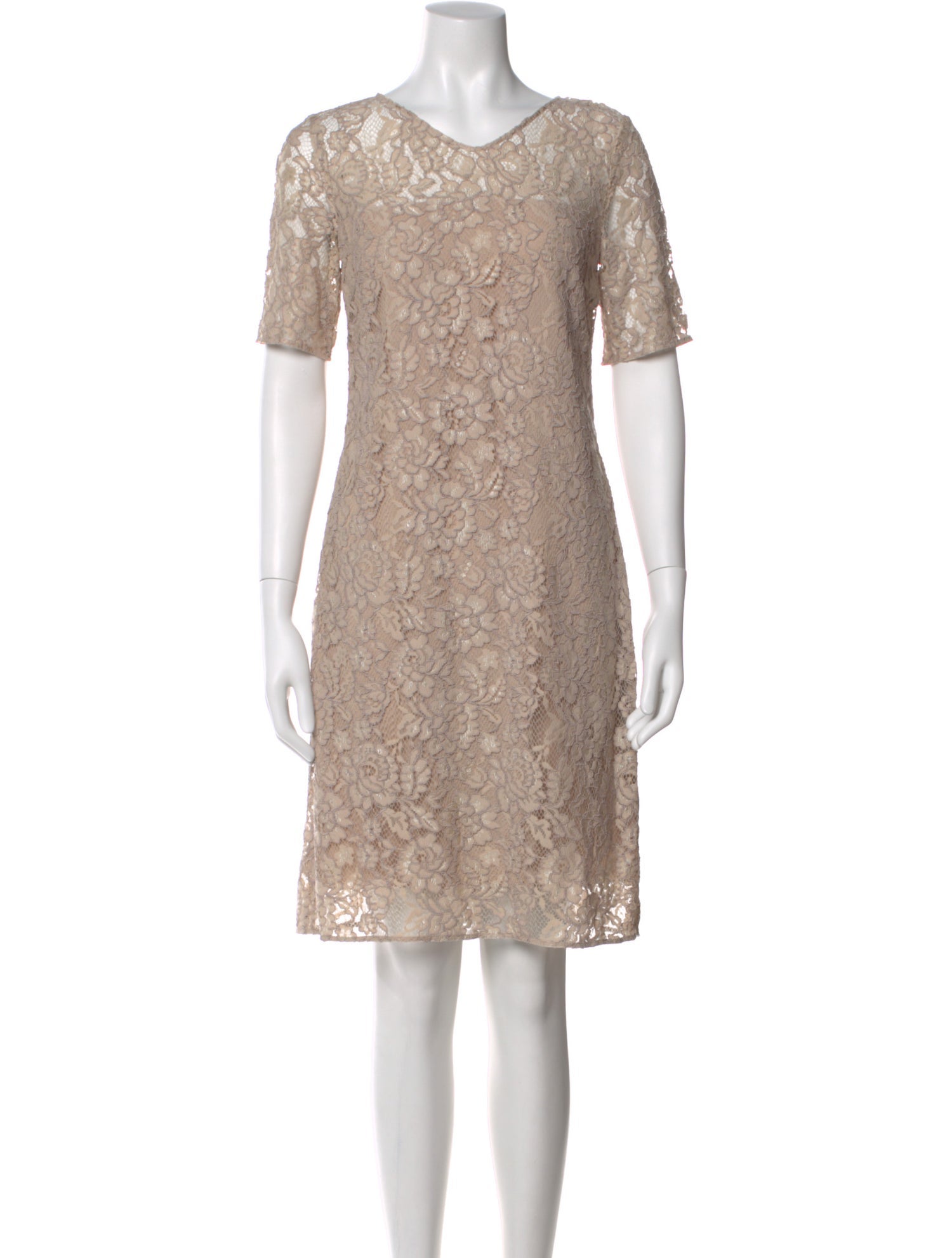 Rene Lezard Lace Pattern Knee-Length Dress