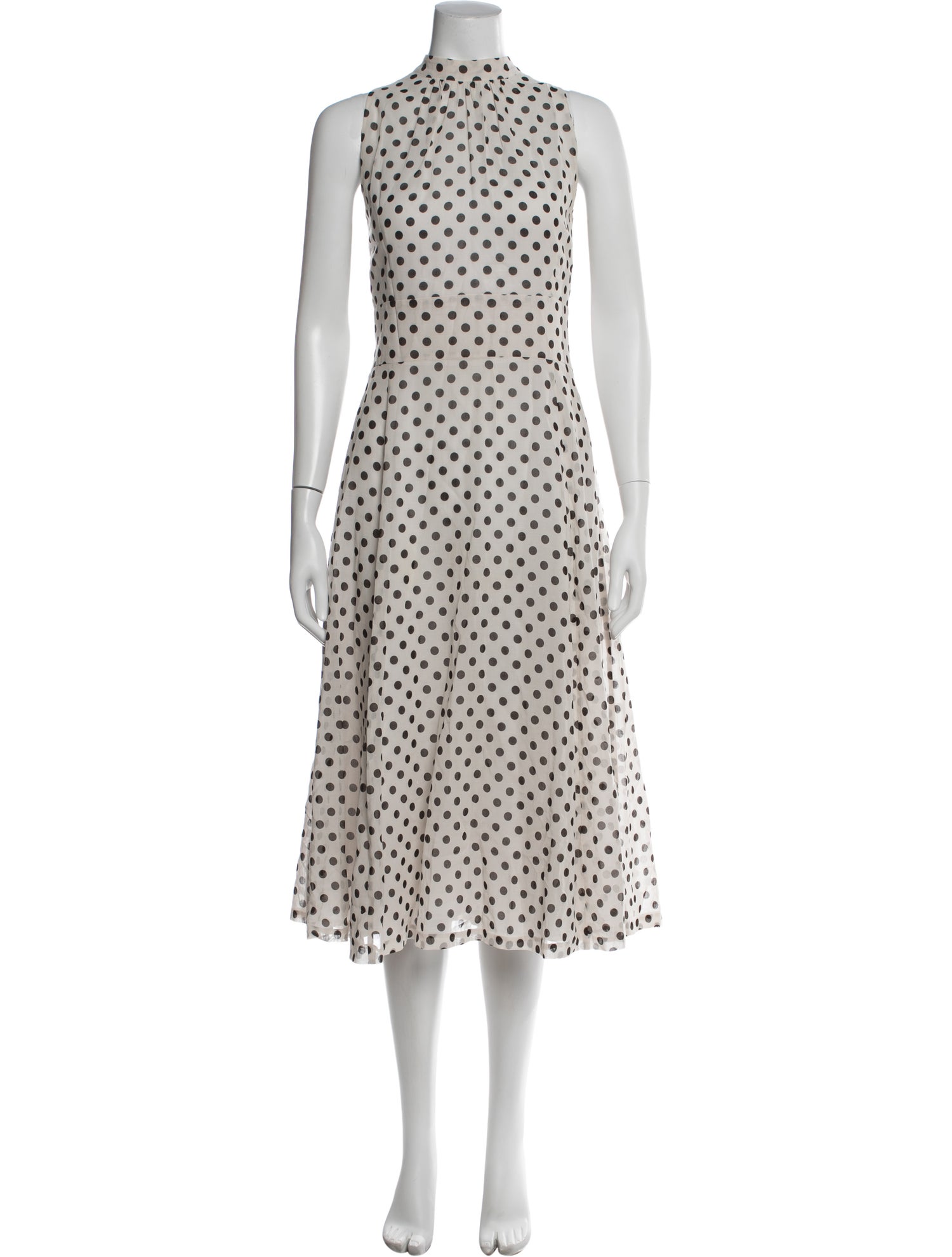 Rene Lezard Polka Dot Print Midi Length Dress
