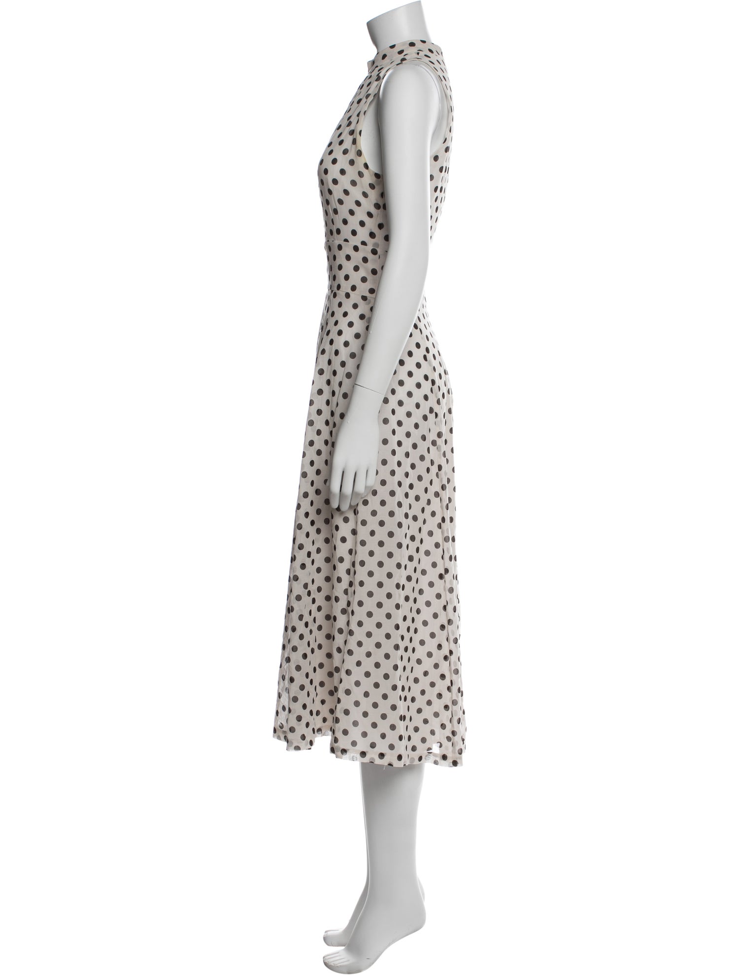 Rene Lezard Polka Dot Print Midi Length Dress