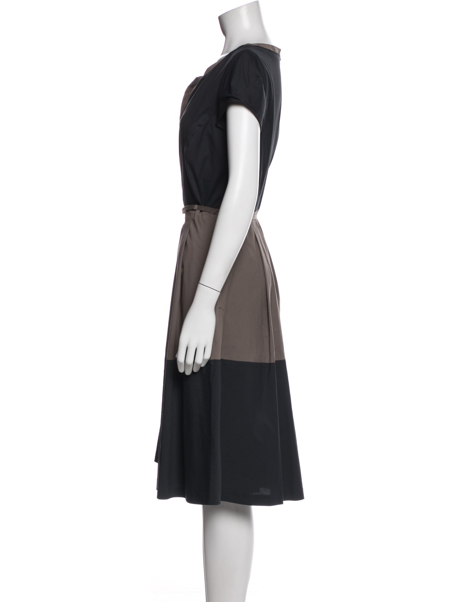 Rene Lezard Colorblock Pattern Knee-Length Dress