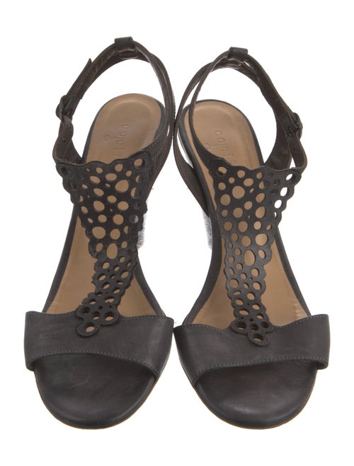 Coclico Leather Lasercut Accents T-Strap Sandals