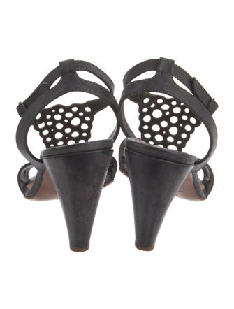 Coclico Leather Lasercut Accents T-Strap Sandals