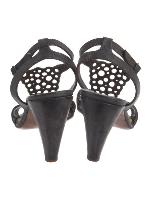 Coclico Leather Lasercut Accents T-Strap Sandals