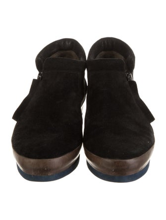 Coclico Suede Colorblock Pattern Lace-Up Boots