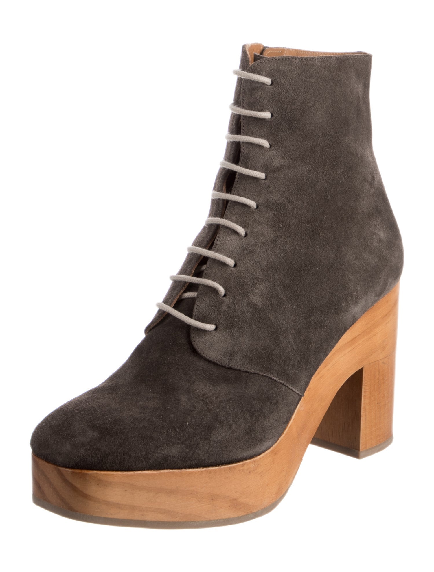 Coclico Suede Colorblock Pattern Lace-Up Boots