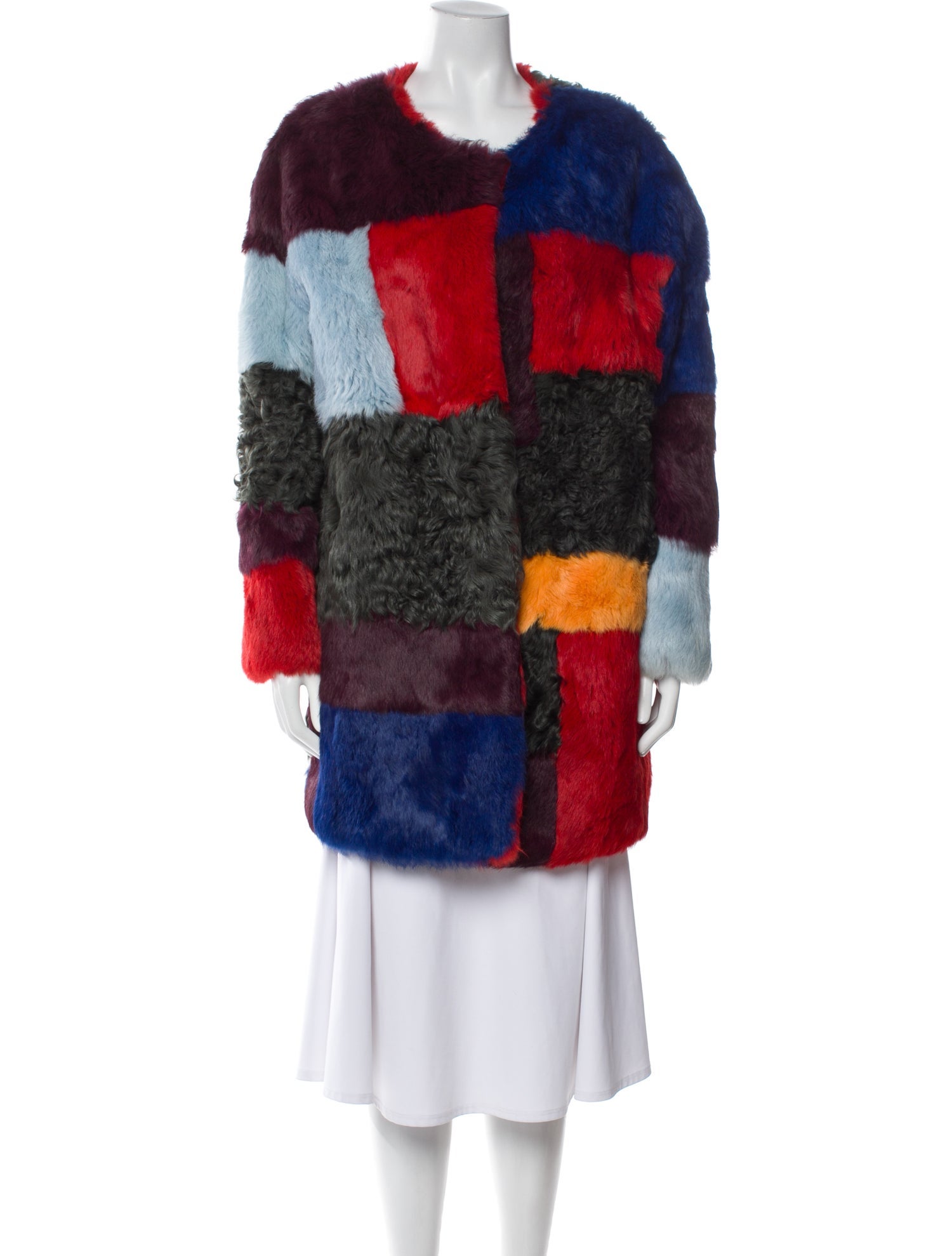 Annabelle Fur Colorblock Pattern Fur Jacket
