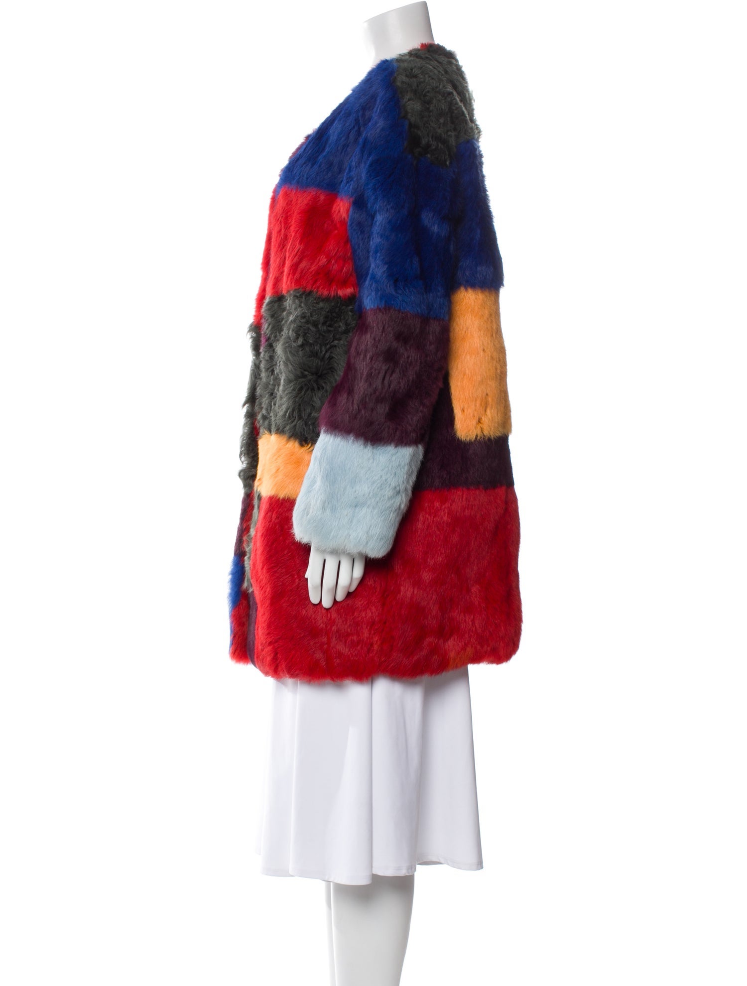 Annabelle Fur Colorblock Pattern Fur Jacket