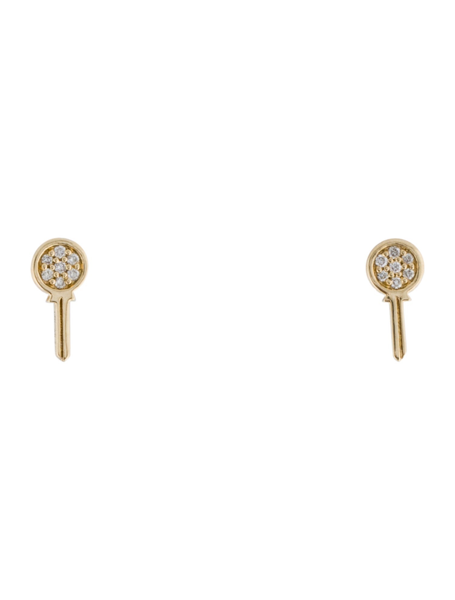 Adina Reyter 14K Diamond Super Tiny Key Stud Earrings