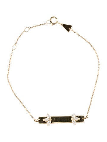 Adina Reyter Station 14K Diamond Paris Half Flower Tag Bracelet
