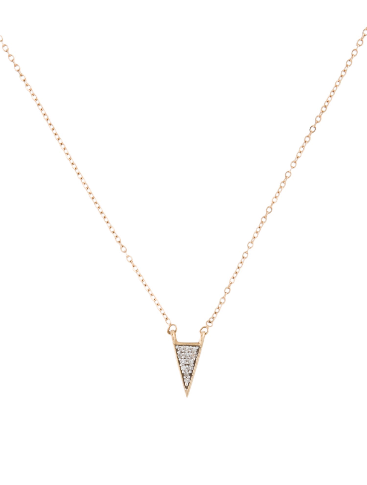 Adina Reyter 14K Diamond Super Tiny Long Pave Triangle Necklace