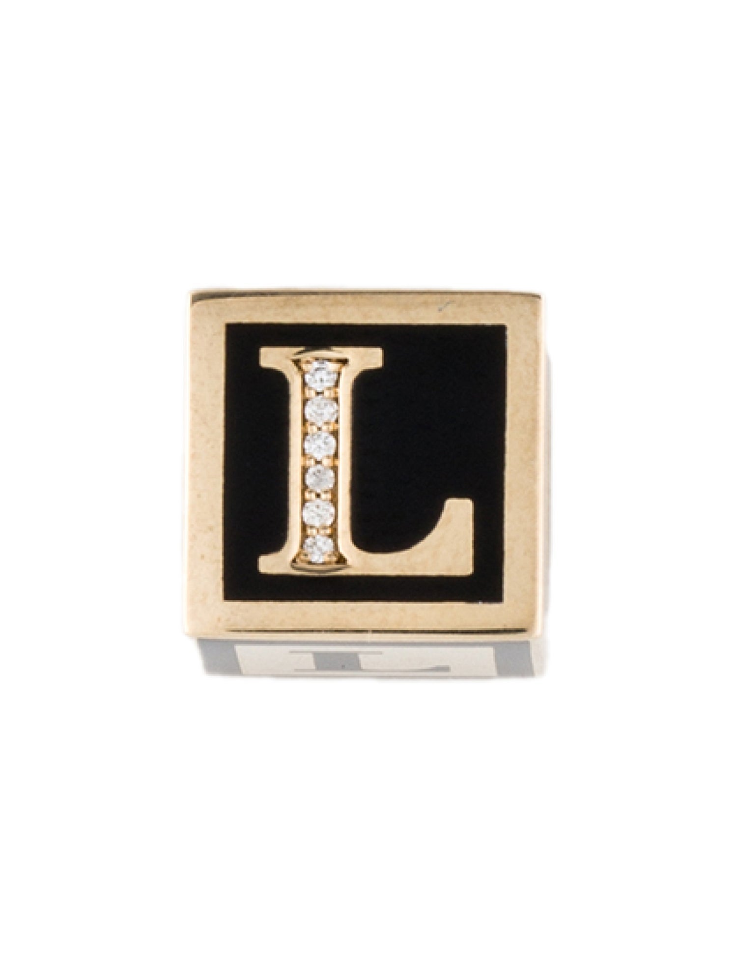 Adina Reyter 9K Diamond "L" Initial Block Charm