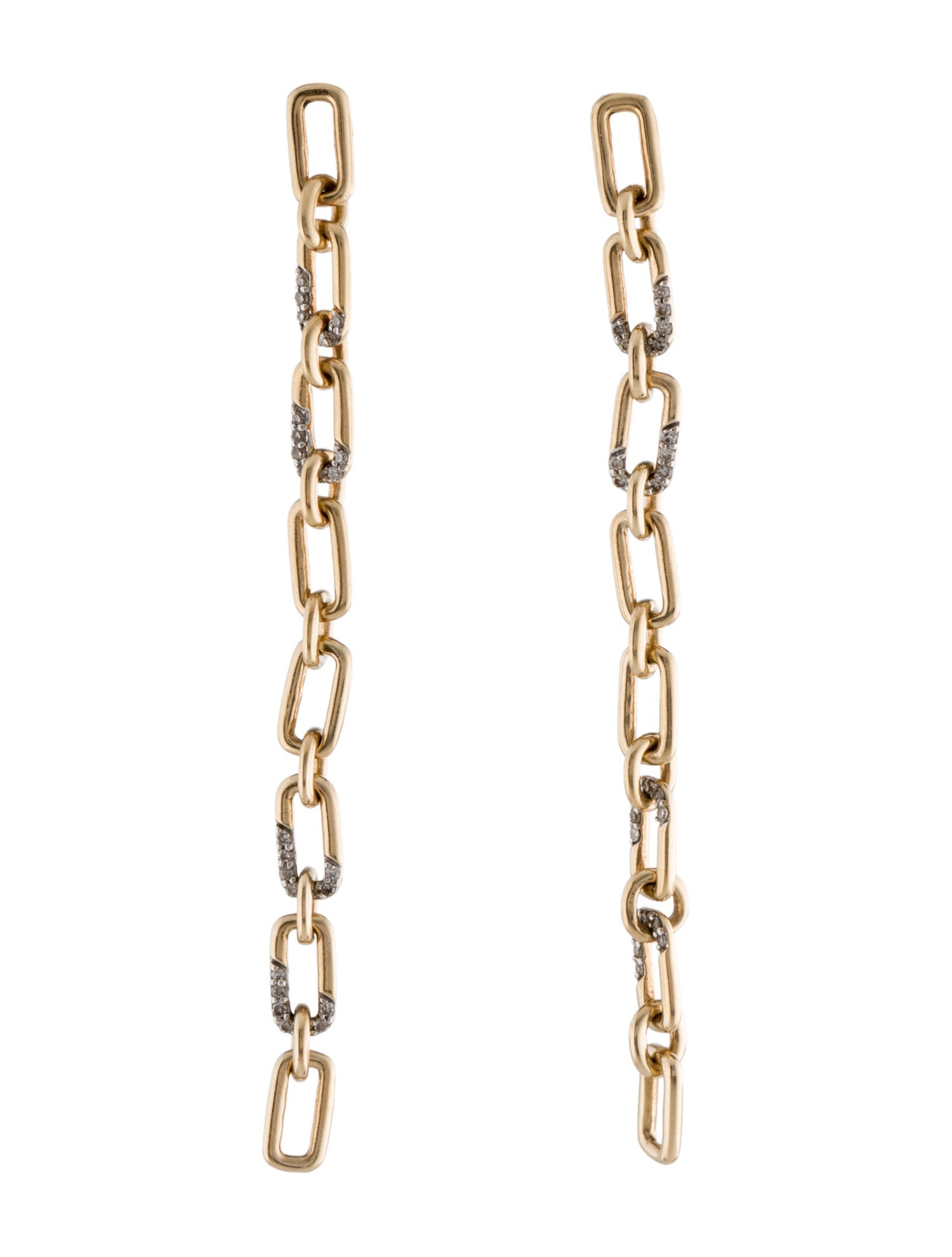 Adina Reyter 14K Diamond Pavé Long Interlocking Link Drop Earrings