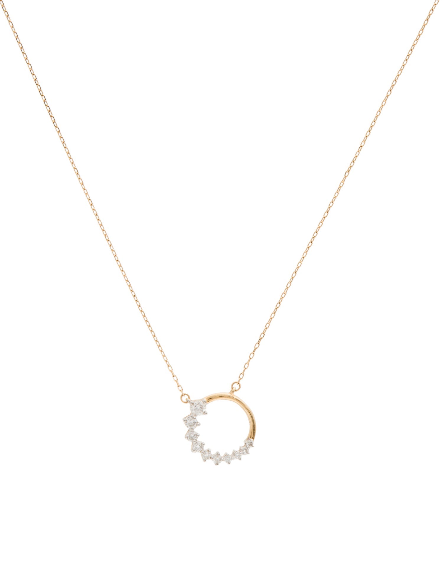 Adina Reyter 14K Diamond Tiny Side Circle Pendant Necklace