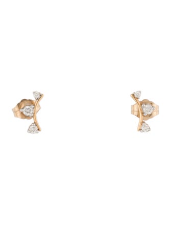 Adina Reyter 14K Diamond 3 Amigos Curve Stud Earrings