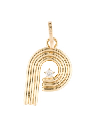 Adina Reyter 14K Diamond Initial 'P' Groovy Pendant