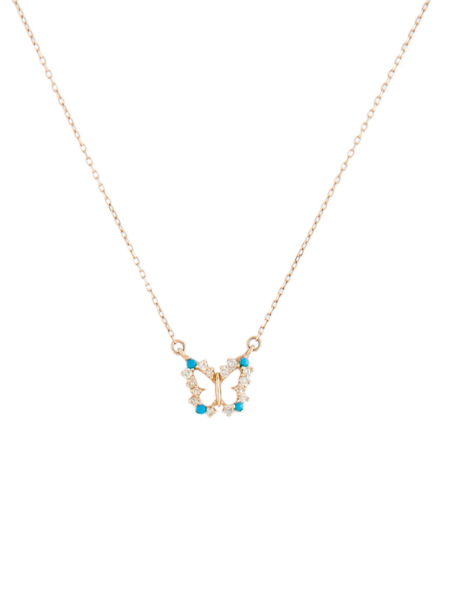 Adina Reyter 14K Turquoise & Diamond Butterfly Pendant Necklace