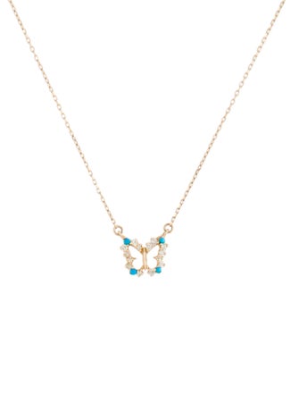 Adina Reyter 14K Turquoise & Diamond Butterfly Pendant Necklace