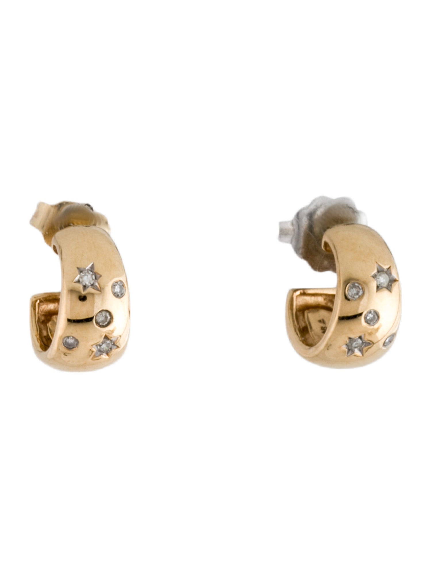 Adina Reyter 14K Diamond Celestial Wide Huggie Hoop Earrings