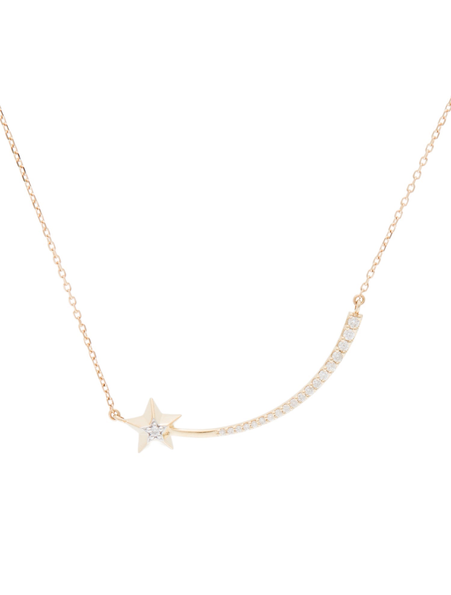 Adina Reyter 14K Diamond Shooting Star Large Pavé Curve Necklace