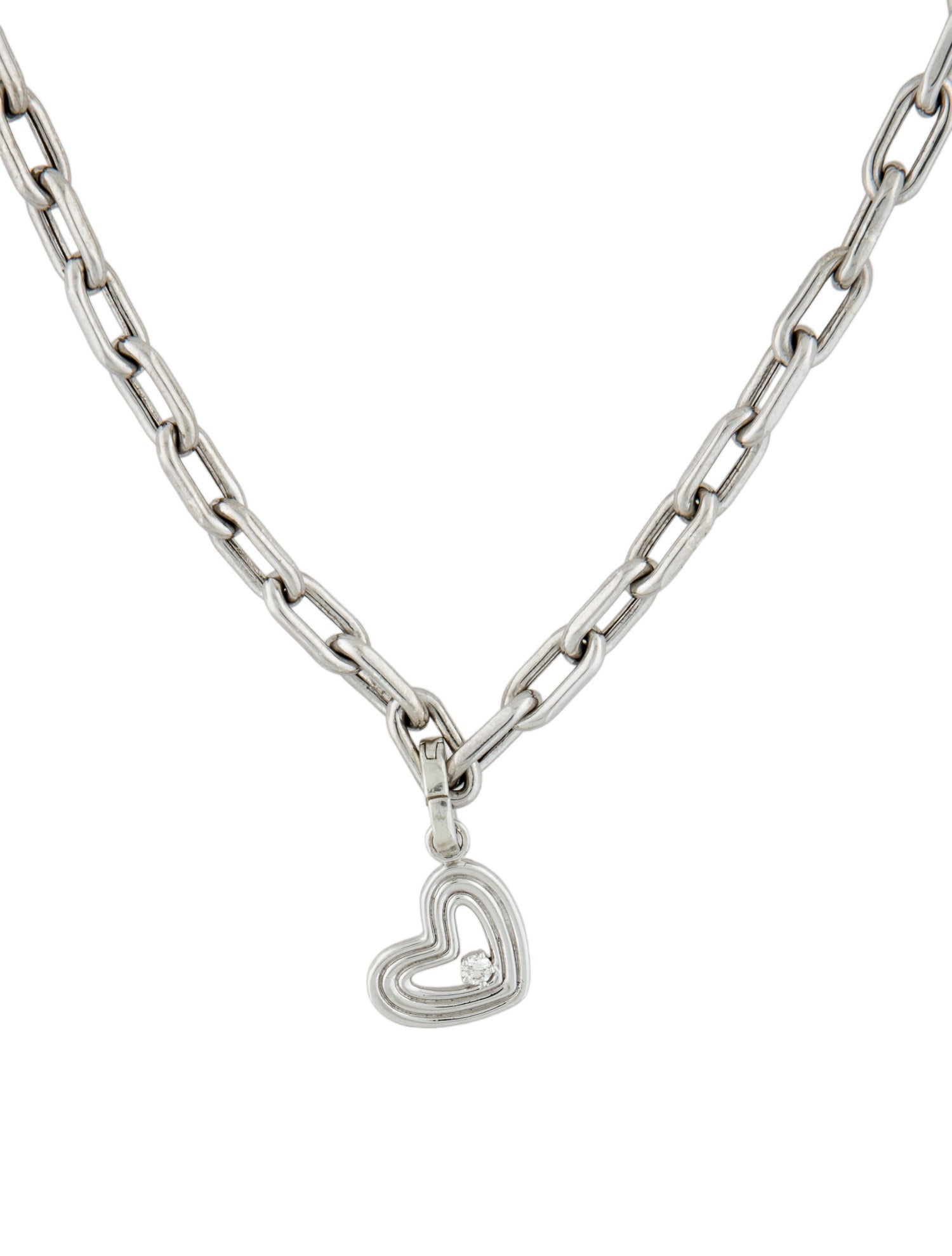 Adina Reyter Diamond Groovy Heart Hinged Charm 5.3mm Italian Chain Link Necklace