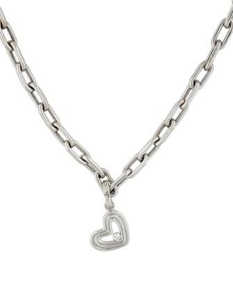 Adina Reyter Diamond Groovy Heart Hinged Charm 5.3mm Italian Chain Link Necklace