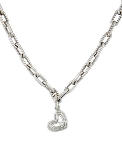 Adina Reyter Diamond Groovy Heart Hinged Charm 5.3mm Italian Chain Link Necklace