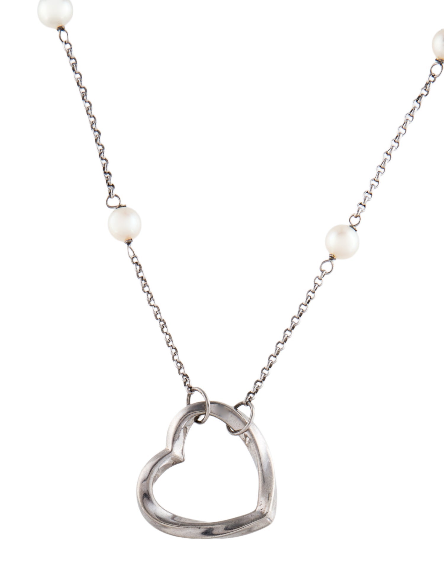 Adina Reyter Pearl Open Heart Pendant Necklace