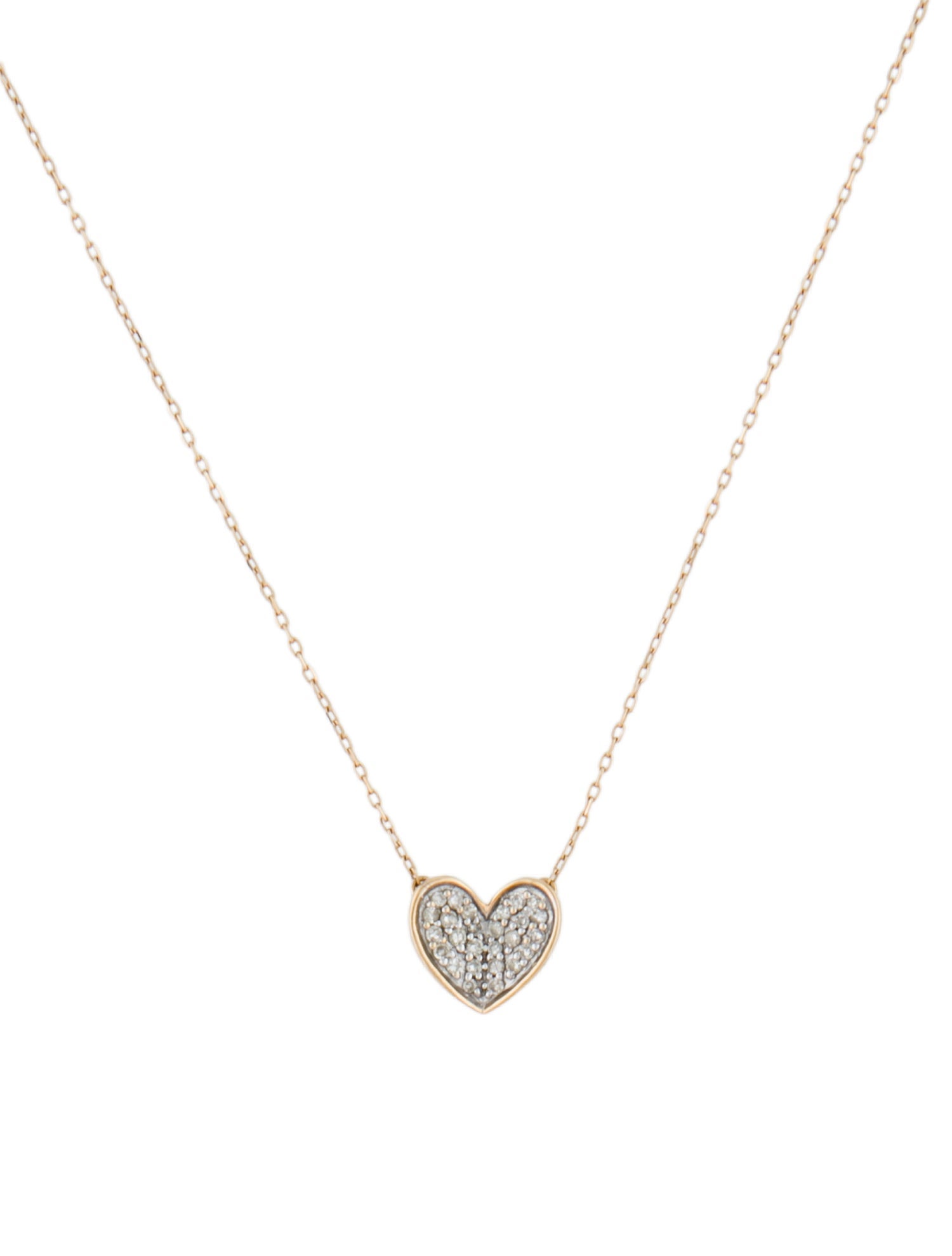 Adina Reyter 14K Diamond Tiny Pavé Folded Heart Necklace
