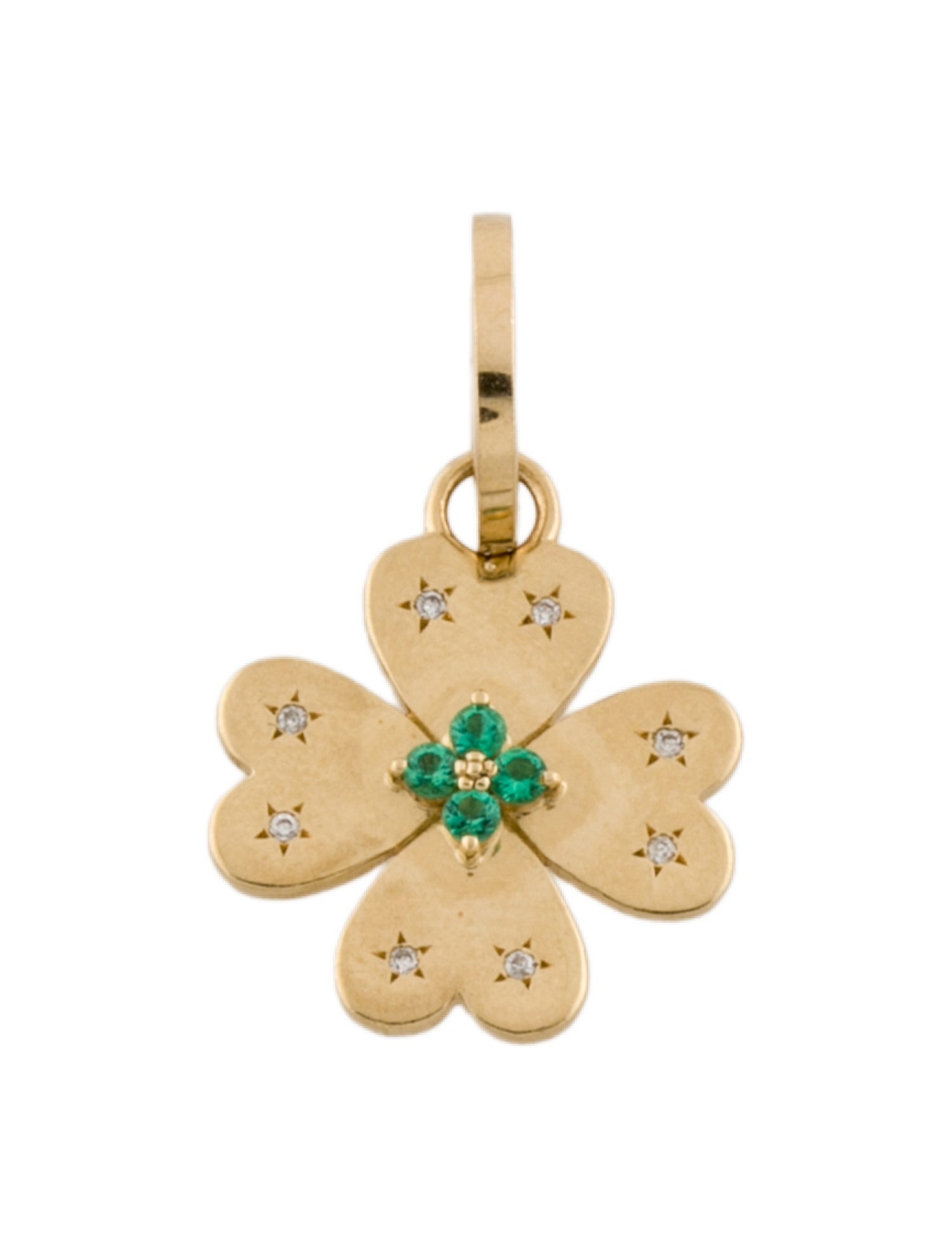 Adina Reyter 14K Emerald & Diamond Clover Charm Pendant