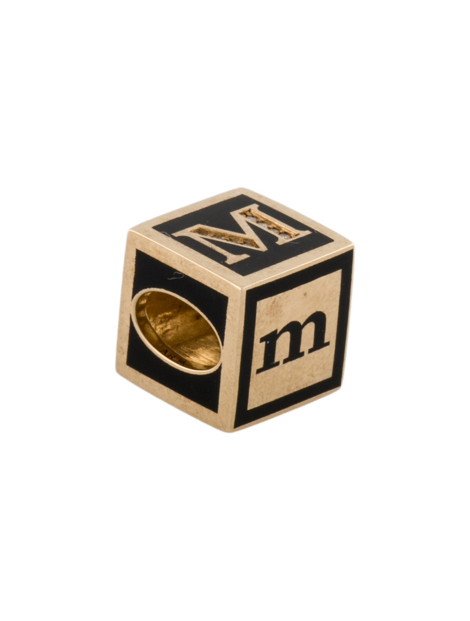 Adina Reyter 9K Resin & Diamond 'M' Initial Block Bead Pendant