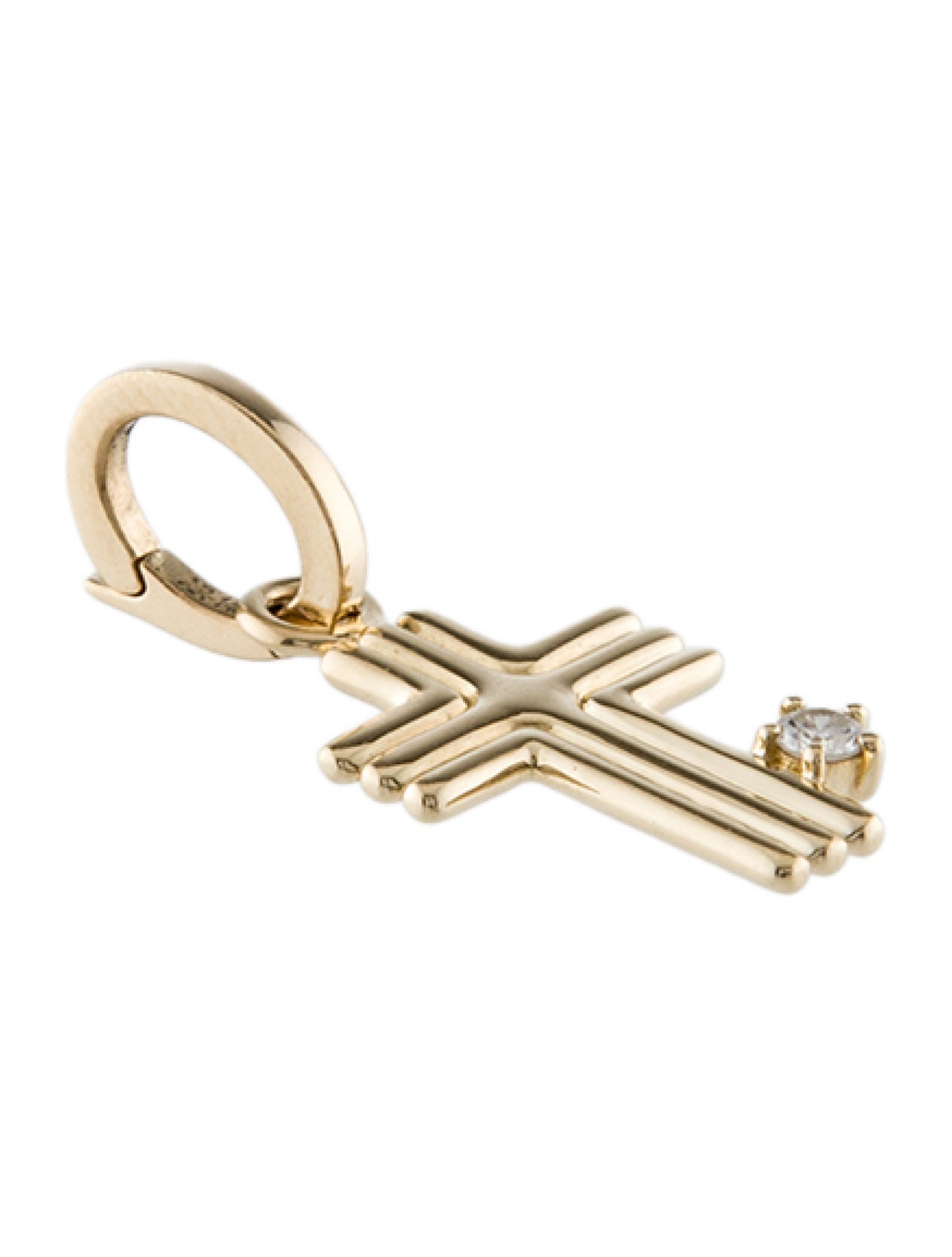 Adina Reyter 14K Diamond Groovy Cross Hinged Charm