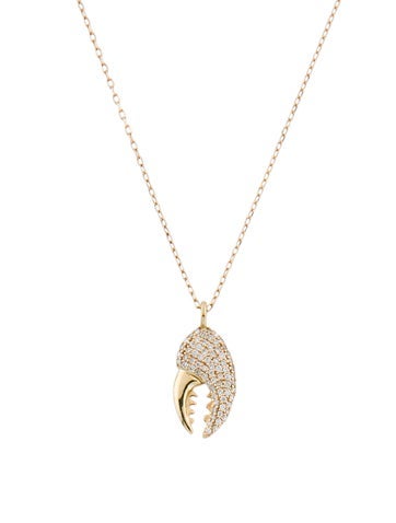 Pre-owned Adina Reyter 14k Diamond Lobster Claw Pendant, 18" In Multi