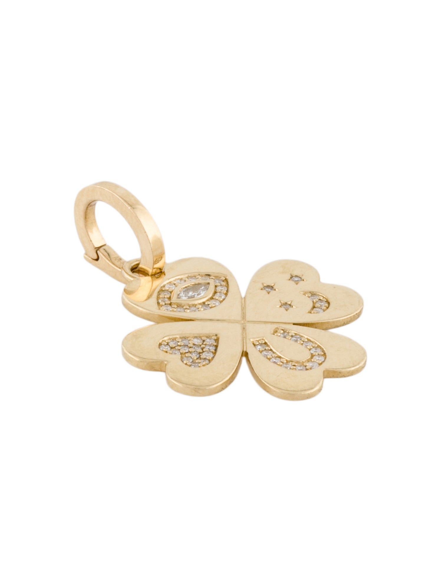 Adina Reyter 14K Diamond Good Luck Clover Hinged Charm