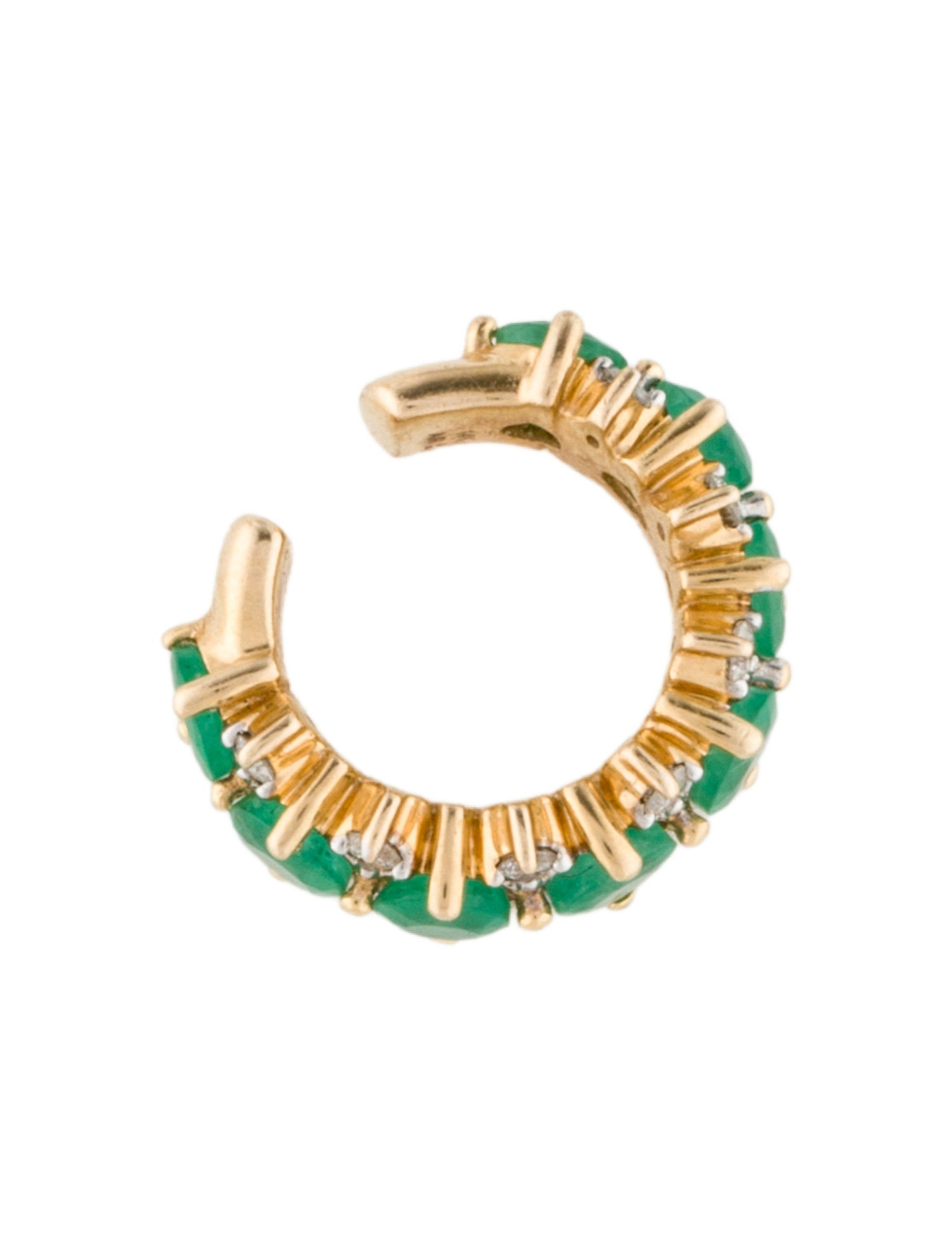 14K Emerald & Diamond Ear Cuffs