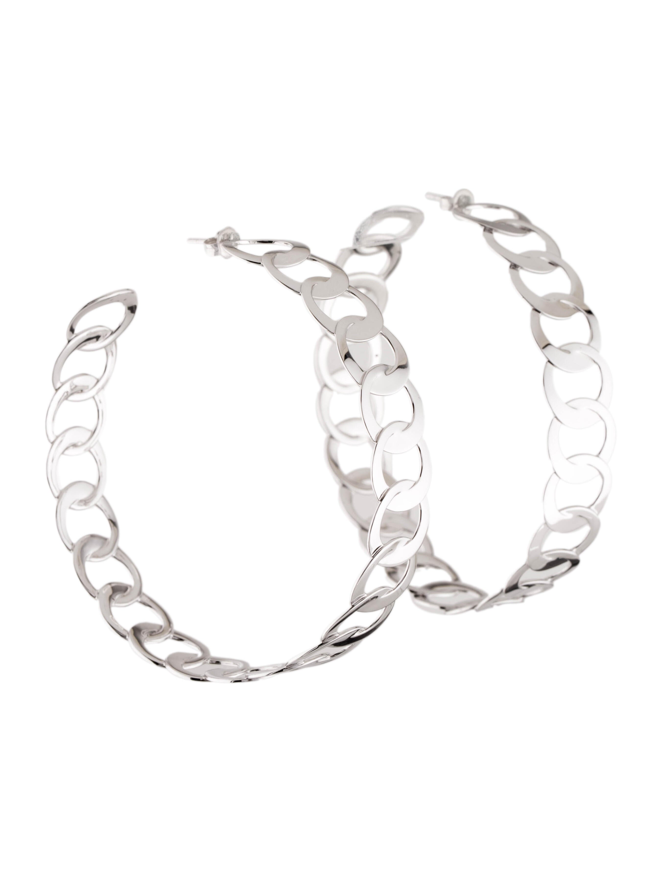 Lana Jewelry 14K Wide BondLink Hoop Earrings 14K White Gold Hoop